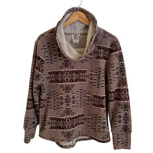 Avalanche women’s Large purple Fleece Cowlneck Pullover Sherpa Lined Aztec